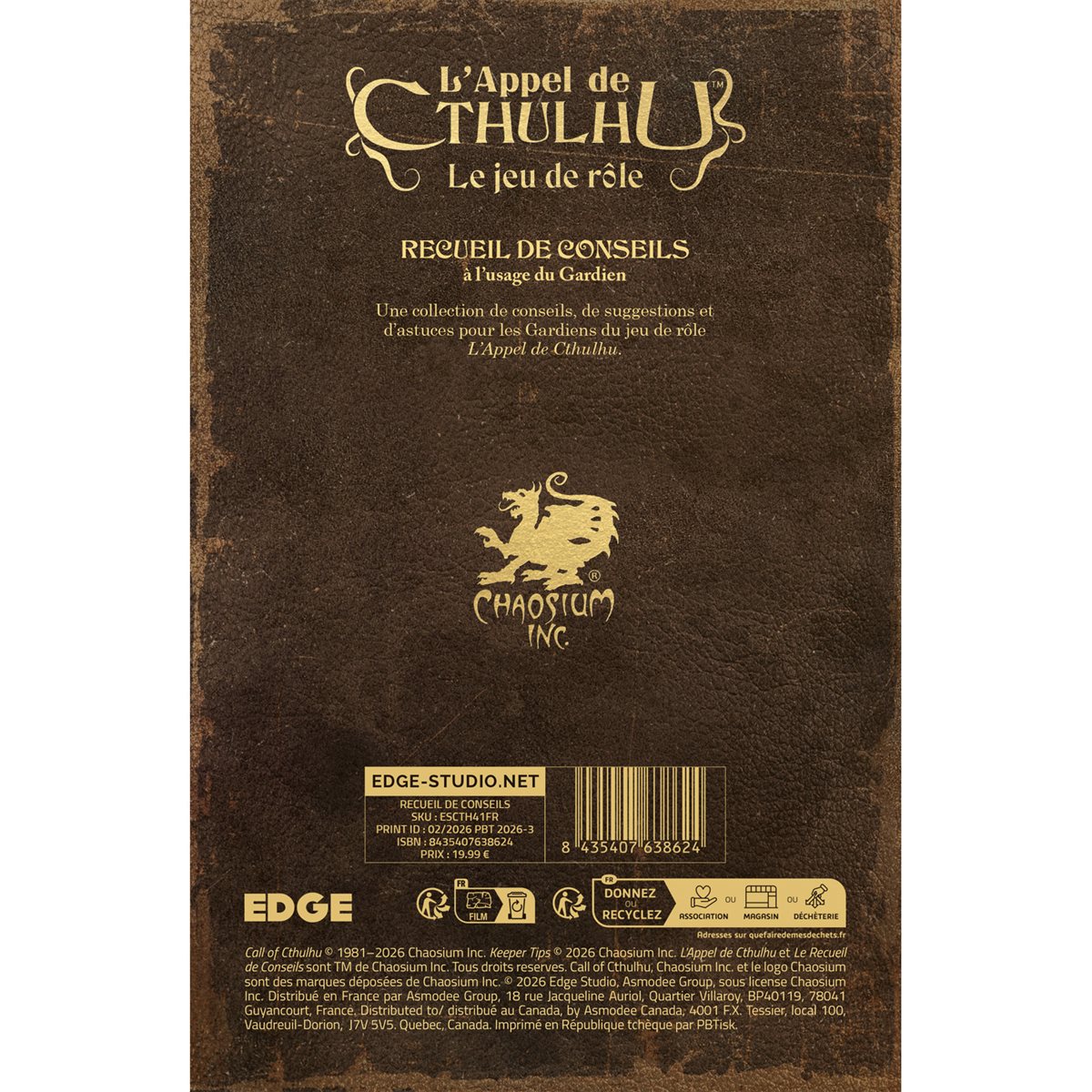 L'Appel de Cthulhu JDR: Recueil de Conseils (FR)