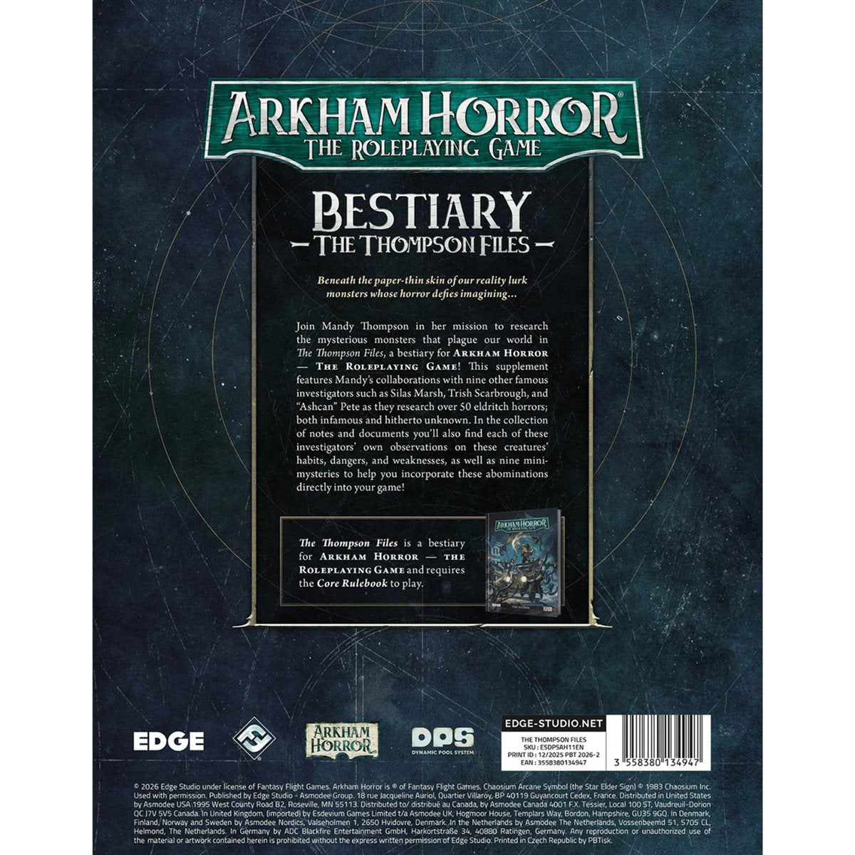 Arkham Horror RPG: Bestiary: The Thompson Files (EN)