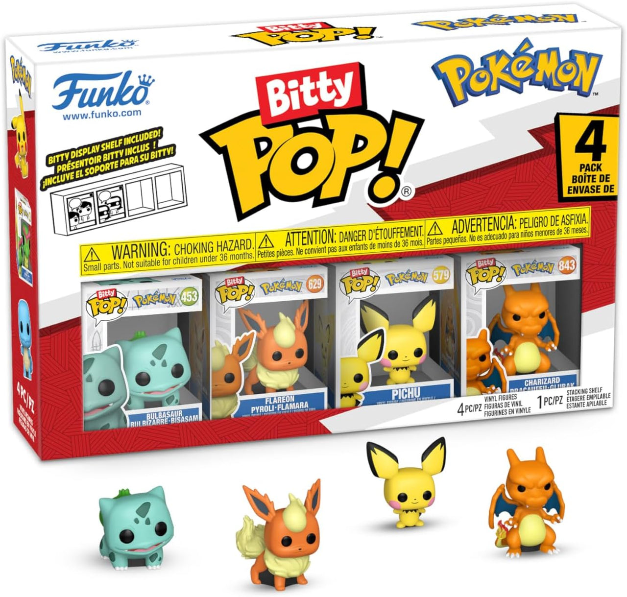 Funko Pop! Bitty: Pokemon - Bulbasaur, Flareon, Pichu, et Charizard