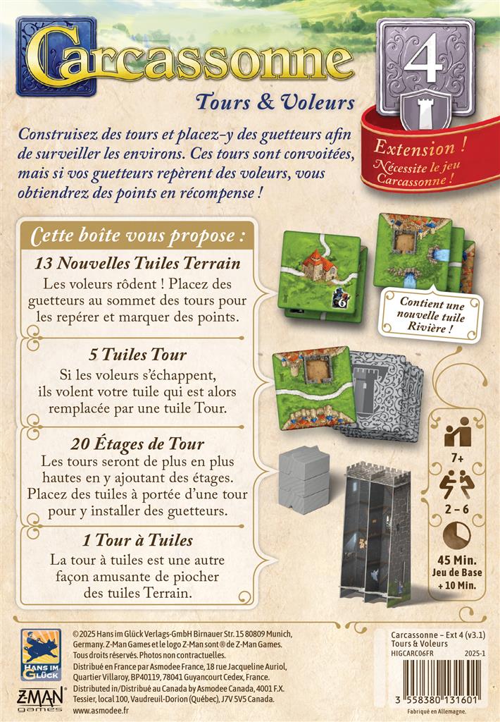 Carcassonne Extension #4: Tours & Voleurs (FR) - Nouvelle Version 2025