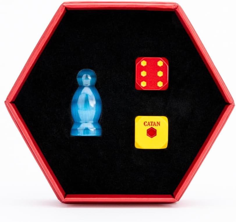 Fanroll Catan: Premium Ensemble De Voleur et Dés en Métal (Cat's Eye Aquamarine)