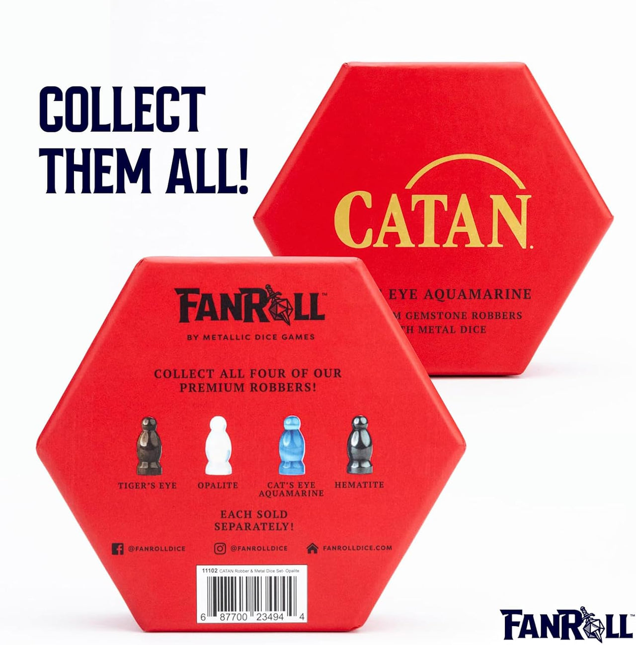 Fanroll Catan: Premium Ensemble De Voleur et Dés en Métal (Cat's Eye Aquamarine)