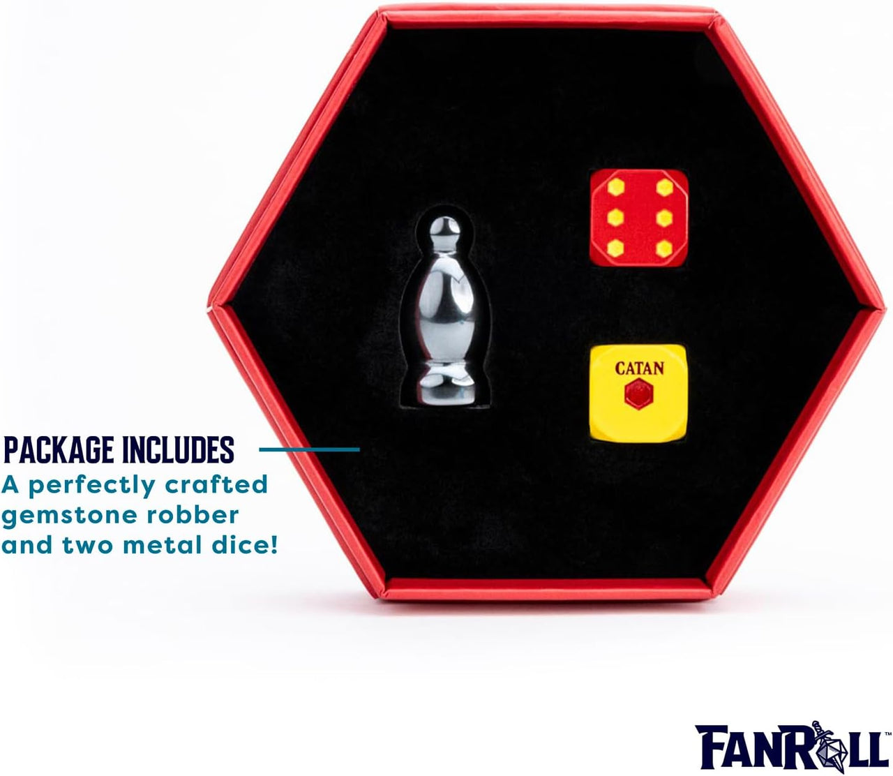 Fanroll Catan: Premium Robber & Metal Dice Set (Hematite)