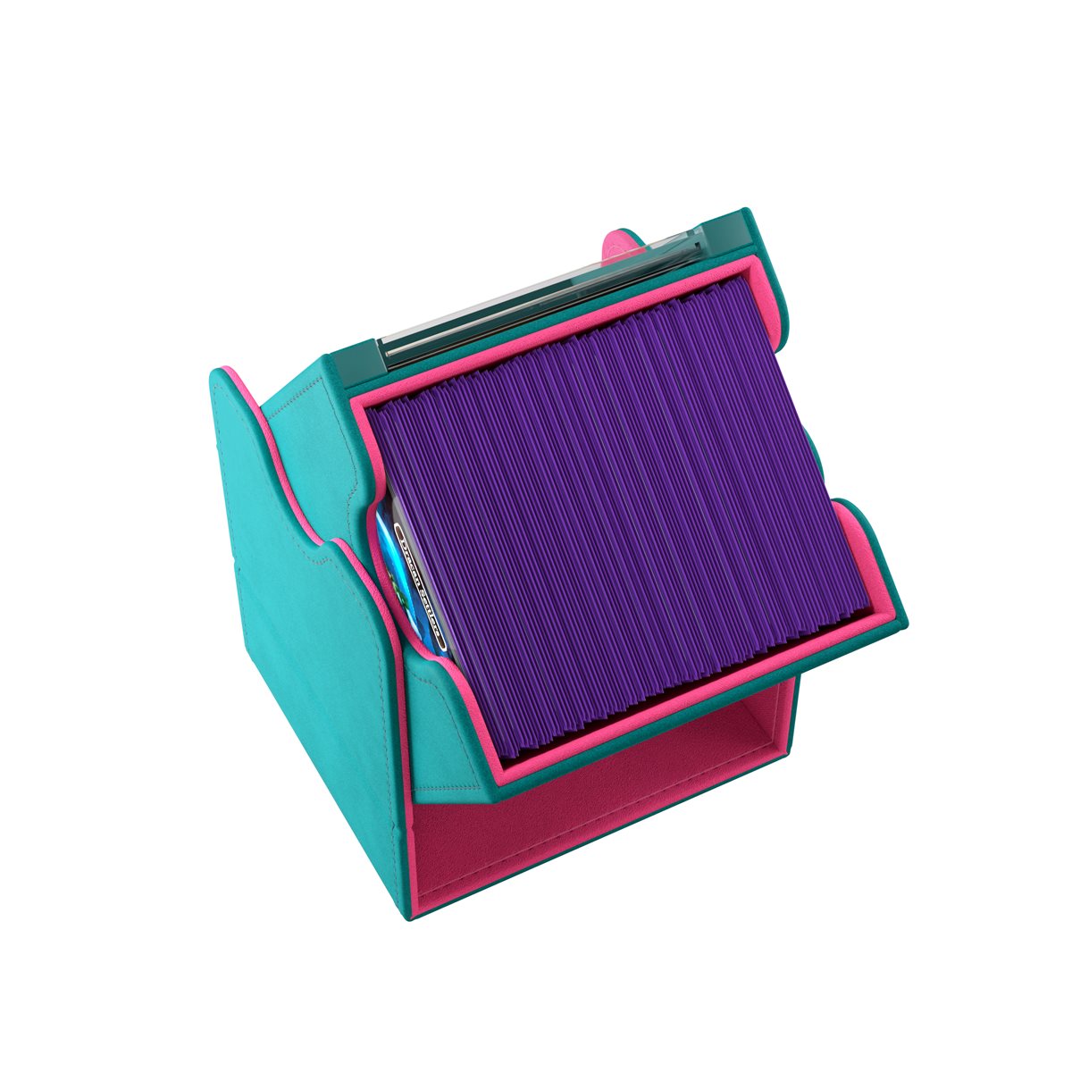 Boîte de rangement pour cartes: Squire Plus XL: Bleu sarcelle / Rose (100 ct) (ML)