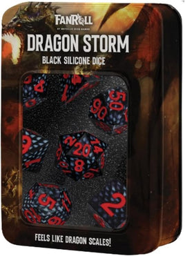 Fanroll Dice: Black Dragon Scales Resin Polyhedral Dice Set