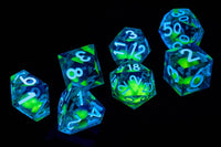 Fanroll Dice: Shadow Light UV Reactive Elixir Liquid Core 7pc Dice Set