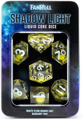 Fanroll Dice: Shadow Light UV Reactive Elixir Liquid Core 7pc Dice Set