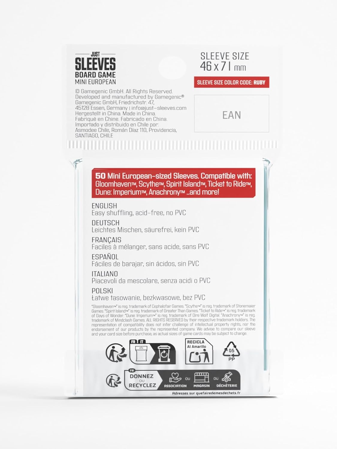 Gamegenic protèges-cartes Just Sleeves: Mini European