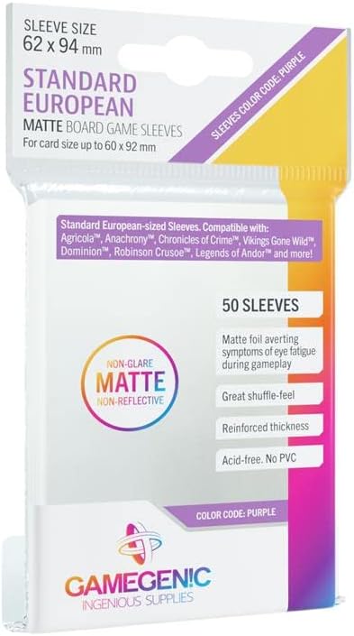 Gamegenic Board Game Sleeves Matte Standard European (50 sleeves)