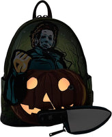 Halloween Michael Myers Pumpkin Glow Mini Backpack With Coin Bag