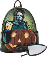 Halloween Michael Myers Pumpkin Glow Mini Backpack With Coin Bag