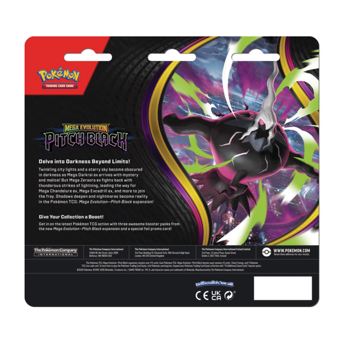 Pokémon TCG:  Mega Evolution - Pitch Black 3-Packs Blister - Binacle (EN)