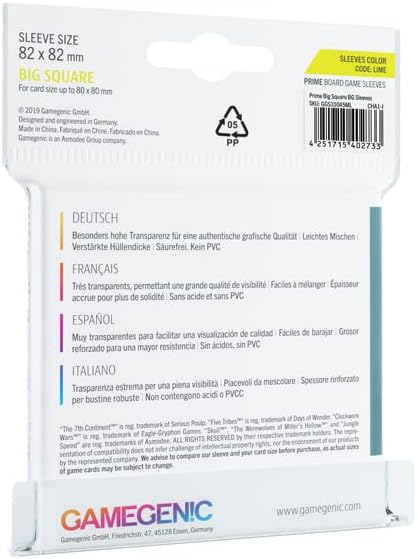 Gamegenic Game Sleeves Prime Big Square 80 x 80mm (50 sleeves)