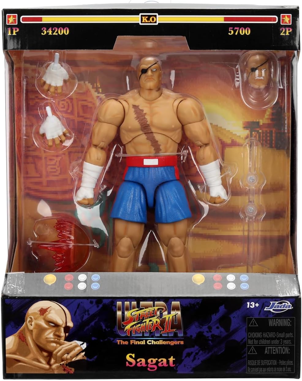 Street Fighter II : Sagat Deluxe Action Figure 7.6"