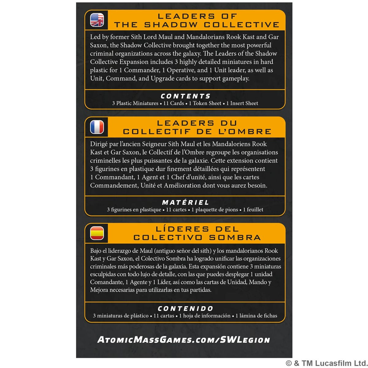 Star Wars: Legion: Leaders of the Shadow Collective (ML)