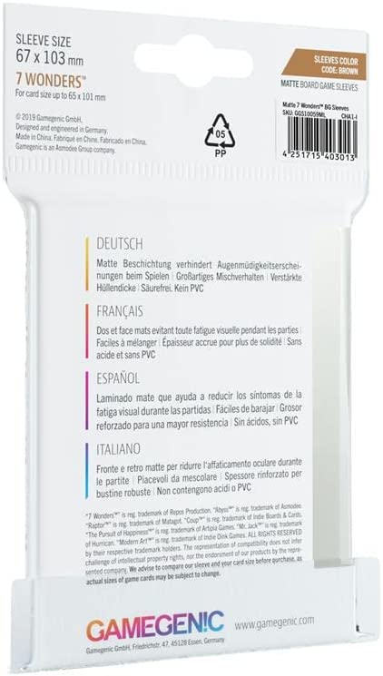 Gamegenic Board Game Sleeves Matte 7 Wonders (80 sleeves)
