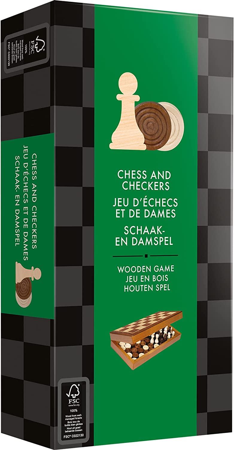 Jeu d'Échecs et de Dames en Bois - Version Pliante (ML)