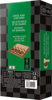 Chess and Checkers Wooden Game - Folding Version (Multilingual)