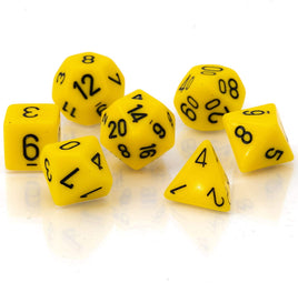 Opaque Yellow / Black Polyhedral Dice 7pc