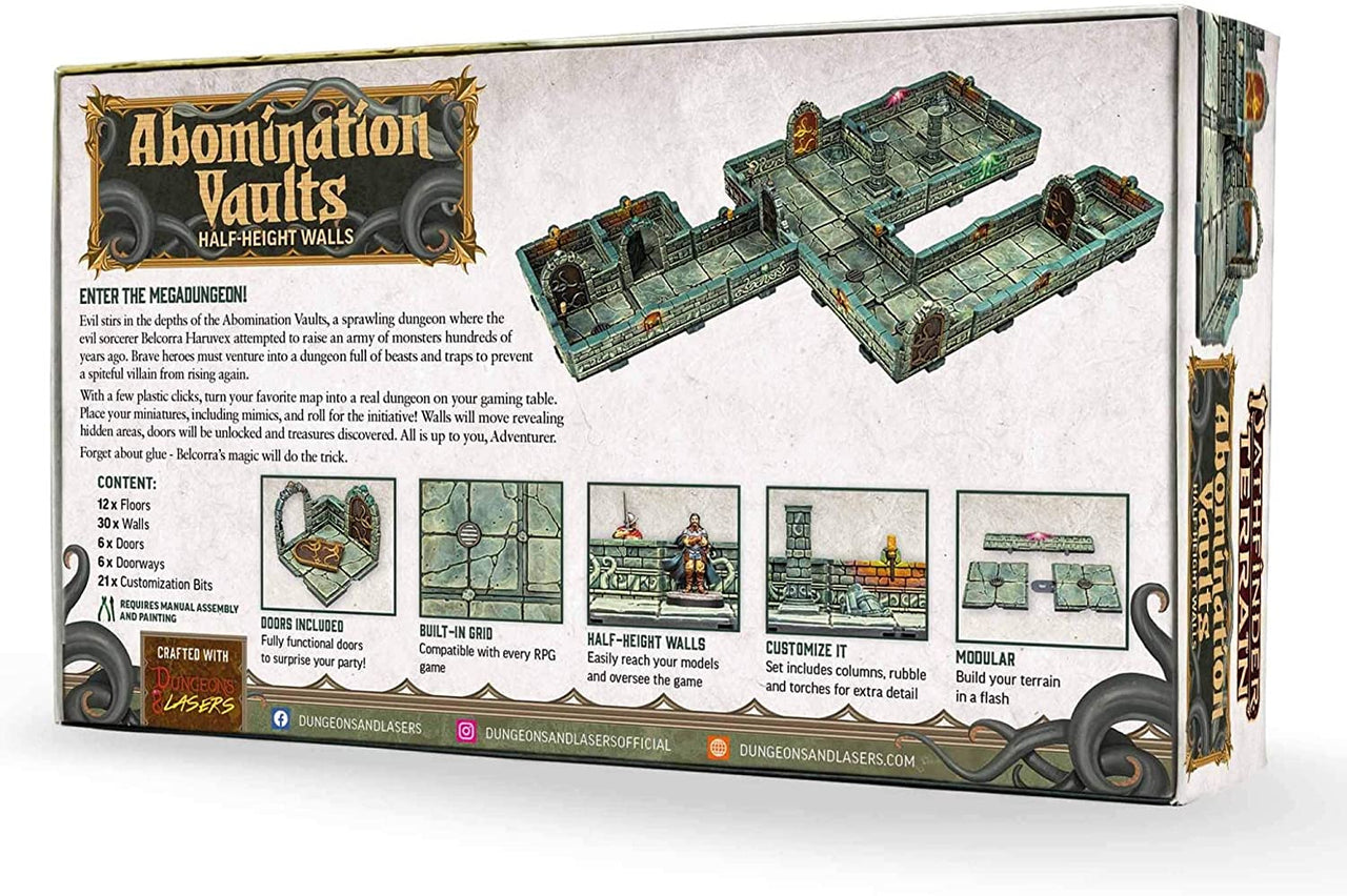 Dungeons & Lasers Half-Height Walls:  Pathfinder Terrain - Abomination Vaults