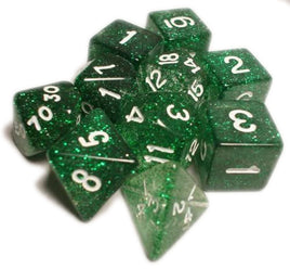 Glitter Polyhedral Dice 10pc : Green