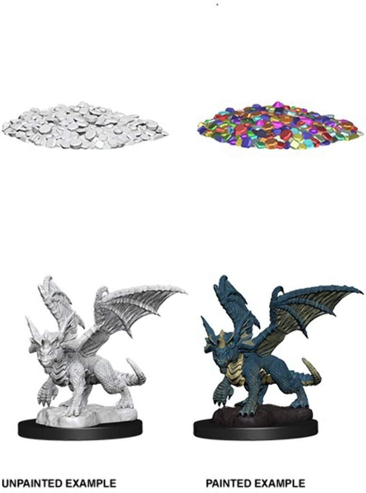 Figurines D&amp;D non peintes de Nolzur : Dragon bleu Wyrmling W10