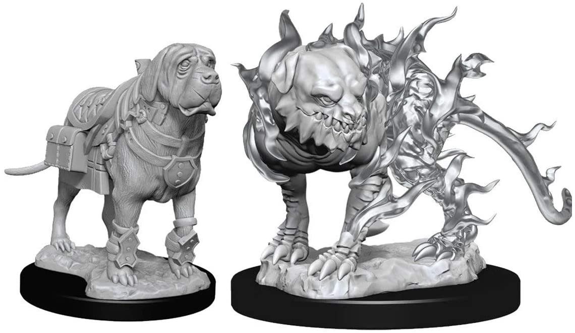 Nolzur's Unpainted D&D Miniatures Mastif & Shadow Mastif W11