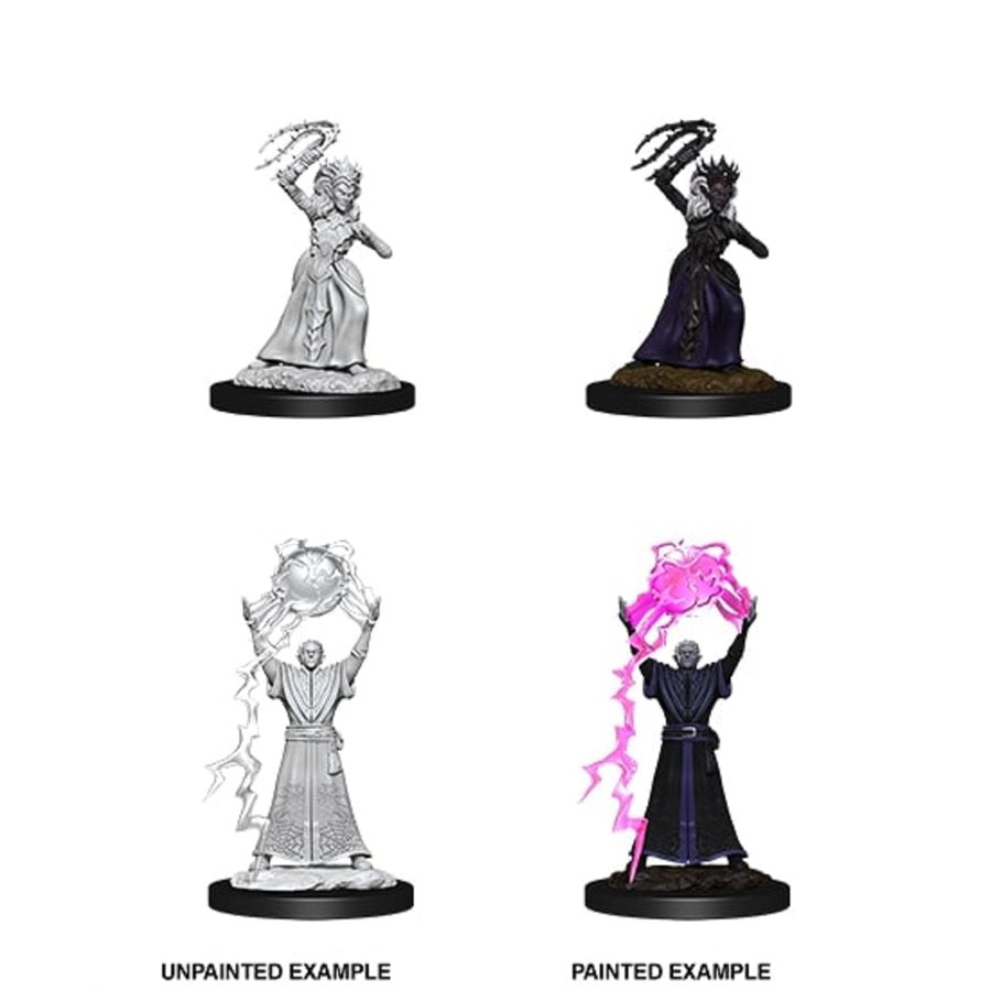 Nolzur's Unpainted D&D Miniatures Mage Drow & Prêtresse Drow W12