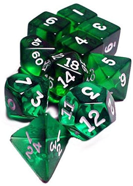 Transparent Polyhedral Dice 10pc : green 10pc (hook top tube)