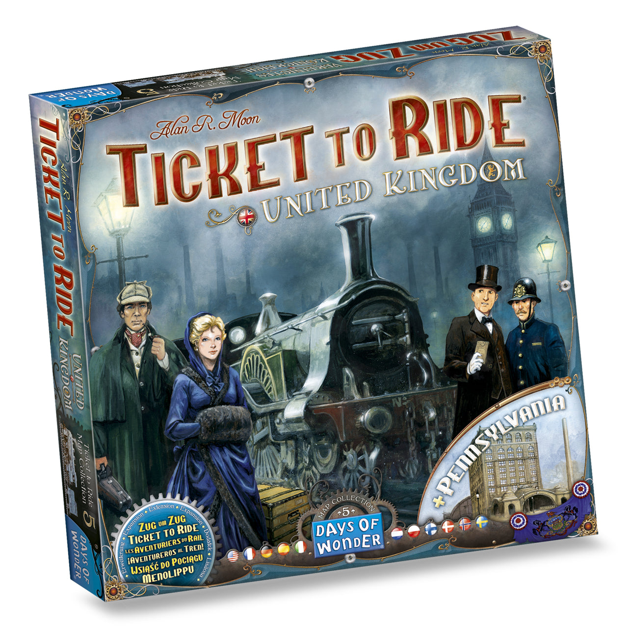 Ticket to Ride United Kingdom + Pennsylvania Expansion map #5 (Multilingual)