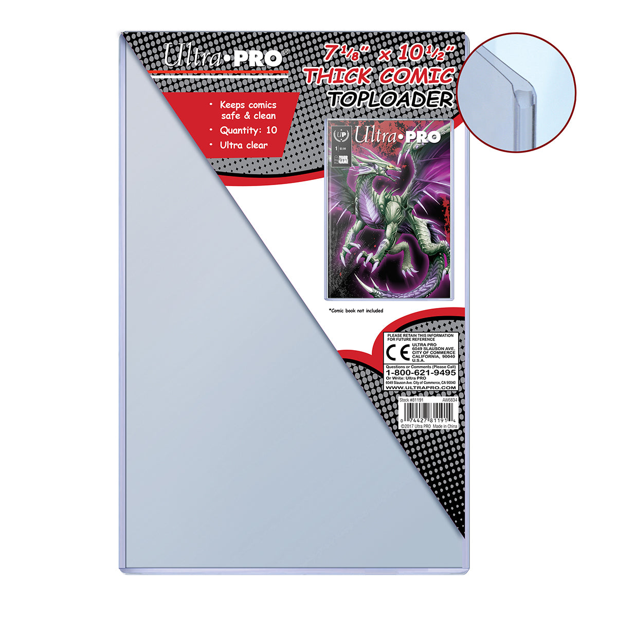 Thick Comic Toploader 7-1/2" x 11"  (1 packs of 10)