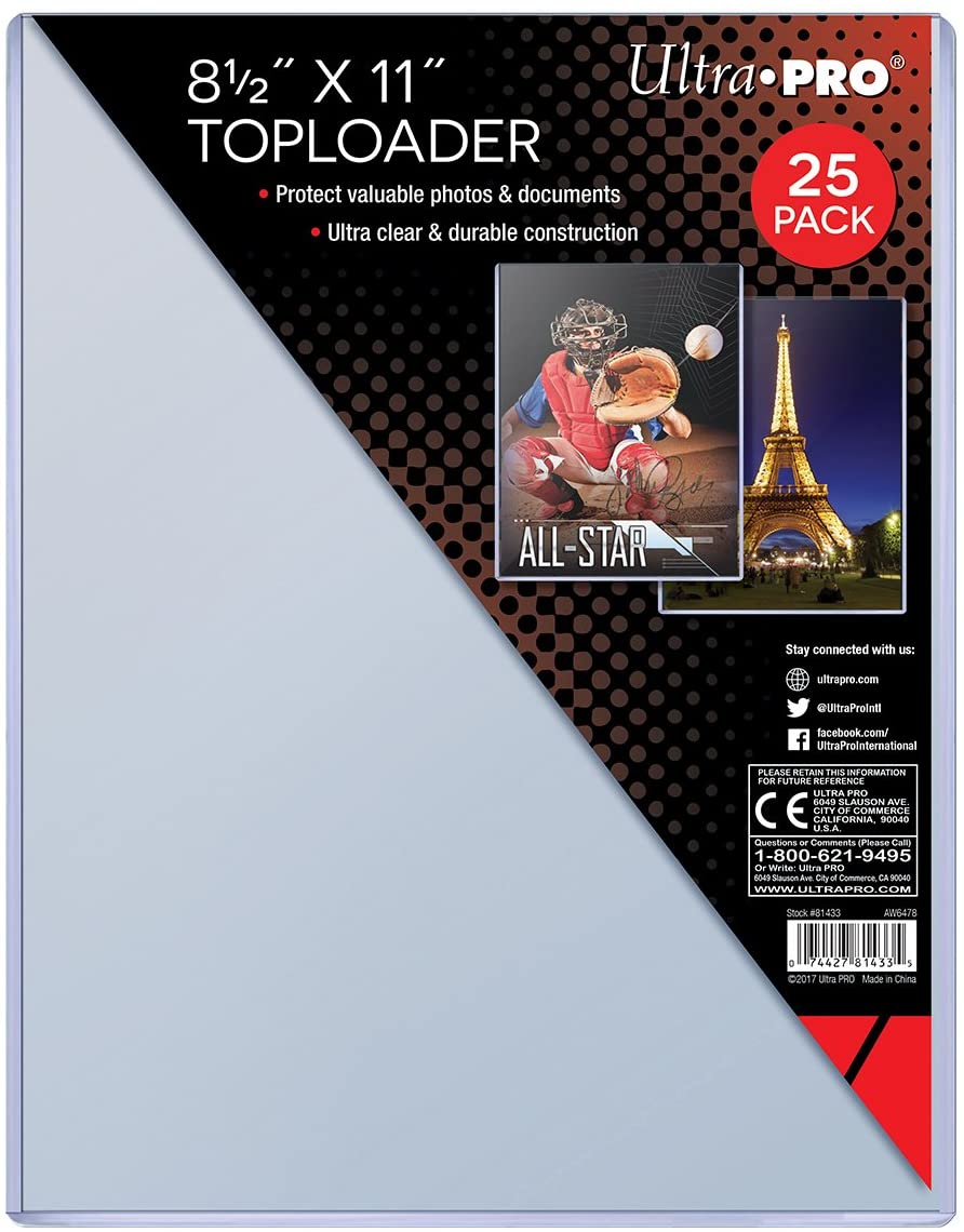 8 1/2" x 11" Regular Toploader (packs of 25)